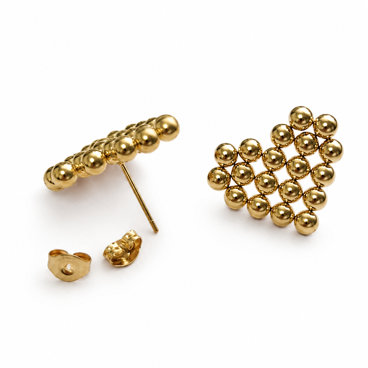 「XINXINIO」ハートモチーフ ゴールドビーズピアス レディースピアス 大人かわいい 上品アクセサリー ギフト 立体