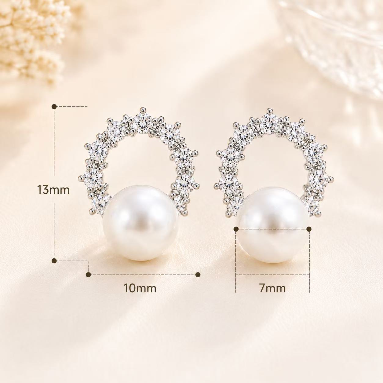 「XINXINIO」パール×ビジュー サークルピアス S925シルバーポスト 真珠 レディース アクセサリー 淡水パール プレゼント 結婚式 パーティー デート 普段使い