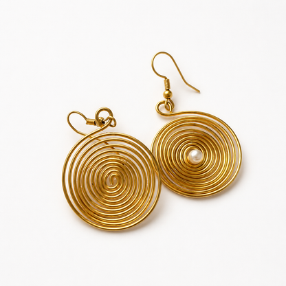 Spiral Time Earrings - Moonstone and Gold