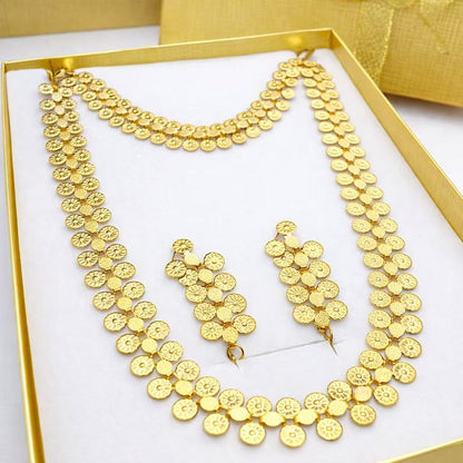 ゴールドコインチャームジュエリーセット - ネックレス・ブレスレット・ピアス3点セット