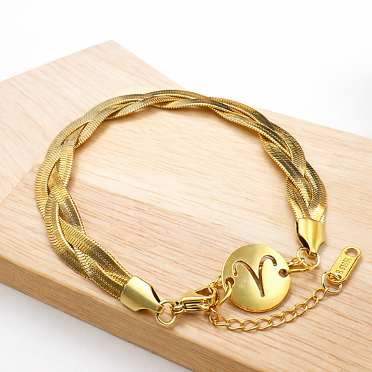 カスタマイズ可能な12星座ゴールドブレスレット - あなたの星座を選べる