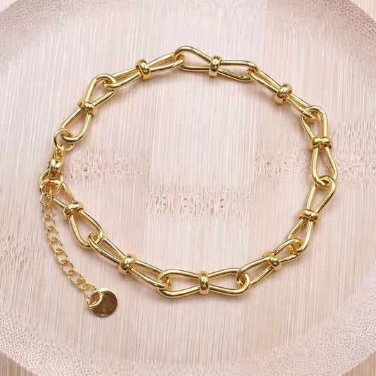 エレガント ゴールドチェーンブレスレット ステンレススチール製