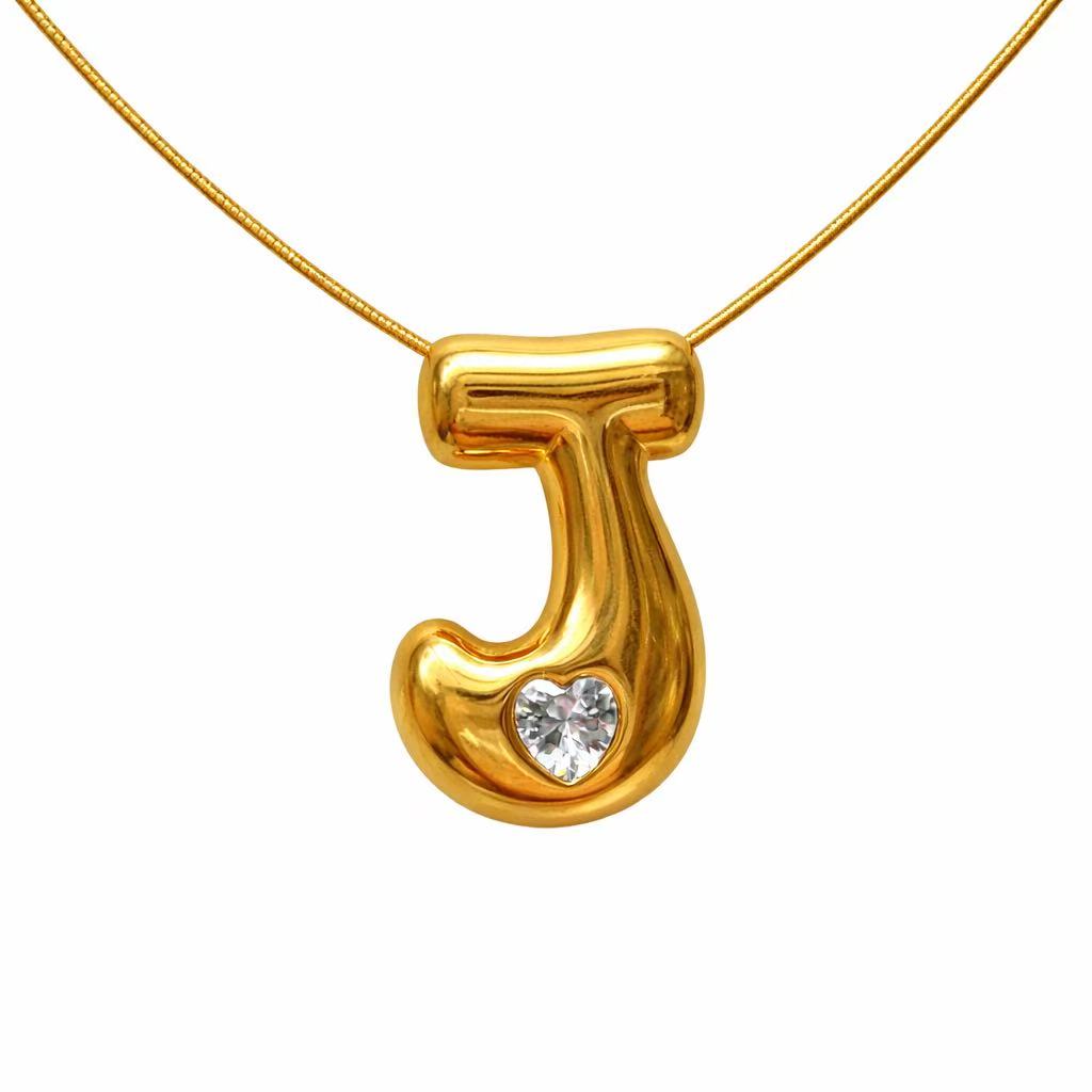 「XINXINIO」イニシャルゴールドリボンネックレス A-Z 、ダイヤモンド付き、自由に選択、立体アルファベットネックレス
