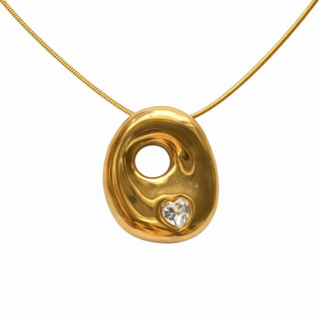 「XINXINIO」イニシャルゴールドリボンネックレス A-Z 、ダイヤモンド付き、自由に選択、立体アルファベットネックレス