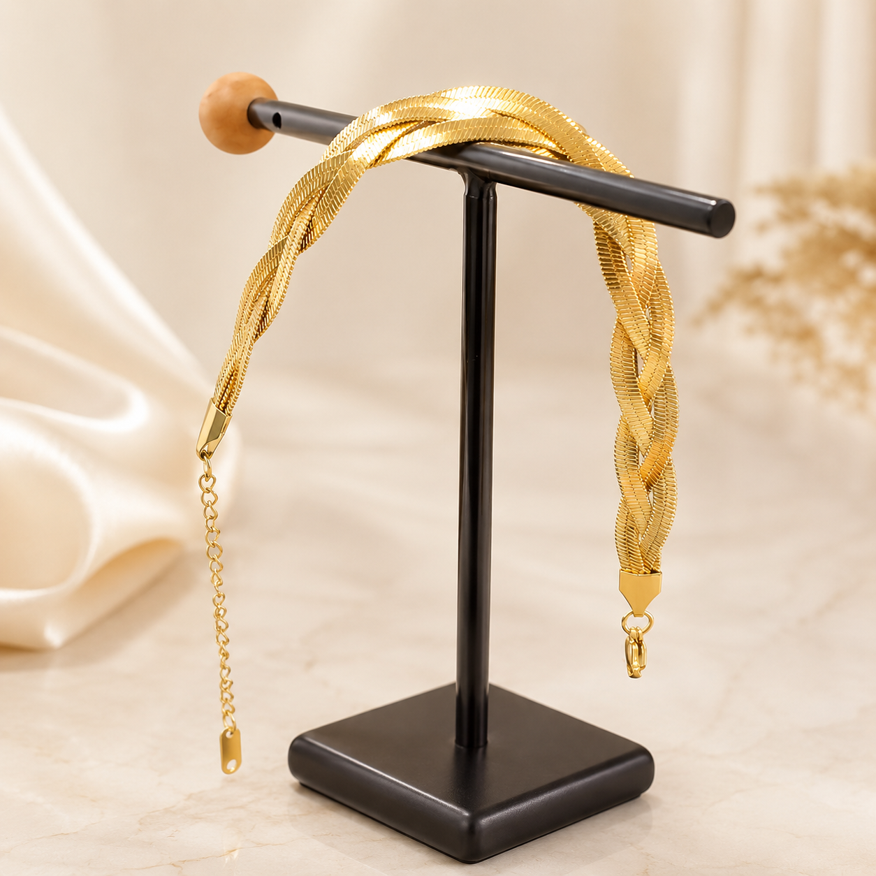 「XINXINIO」編み込みゴールドブレスレット 手元を華やかに彩る 軽やか、上品、華やか、毎日使える、ギフトにもおすすめ