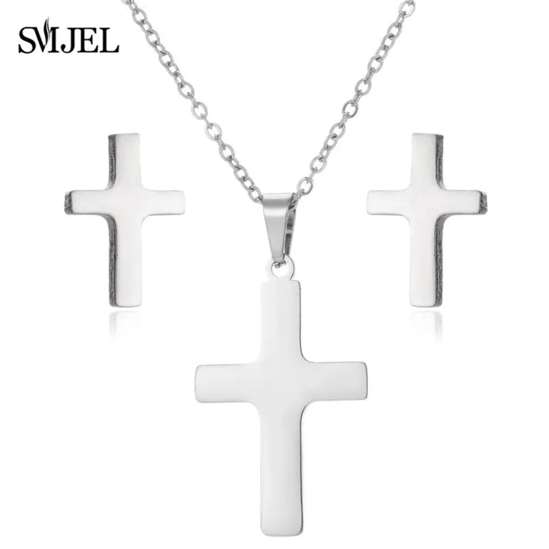 Lovely Gold Color Kitten Cat Stainless Steel Jewelry Set Necklaces Men Collares Fashion Hollow Cat Earring Necklace Paw Jewelry