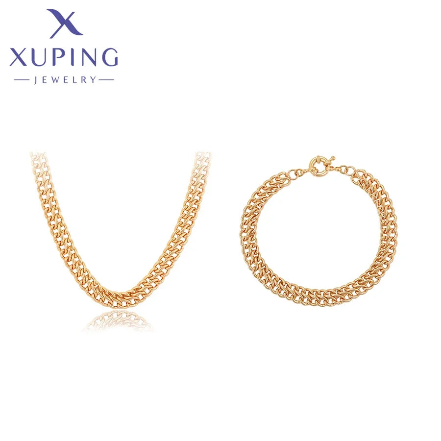 Xuping Jewelry Bracelet and Necklace Set Charm Jewellery Set Gold Color Plated for Women Wedding Gifts X000787949
