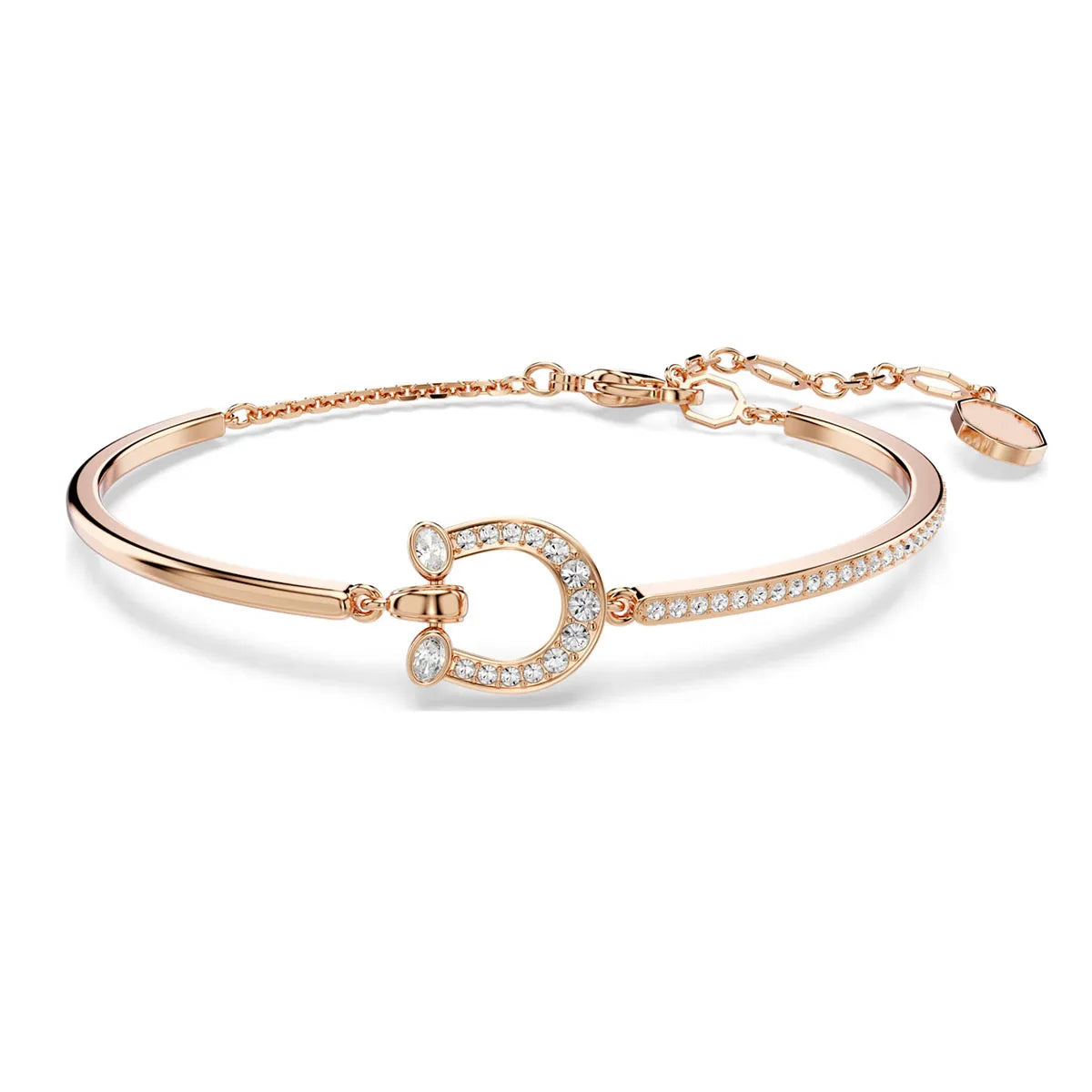 New Women's Jewelry Set Rose Gold Horseshoe Crystal Necklace+Bracelet+Ring Fashionable and Elegant Party Daily Accessories Gift