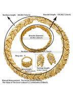 ドバイジュエリーセット女性用 18K ゴールドメッキ高級ネックレスイヤリングブレスレットとリングセットジュエリーウェディングパーティートレンド