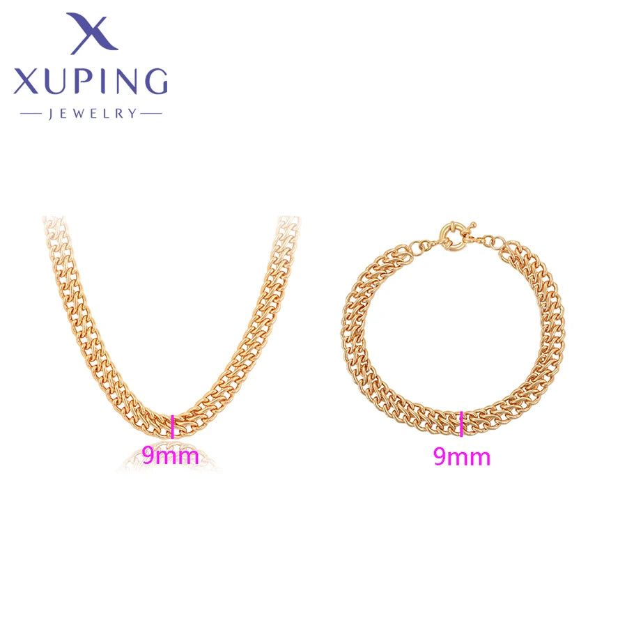 Xuping Jewelry Bracelet and Necklace Set Charm Jewellery Set Gold Color Plated for Women Wedding Gifts X000787949