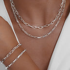 Stainless Steel Jewelry Set Bracelet Necklace Two Piece Layered Chain Design Bracelet Necklace Jewelry Set For Women Jewelry New