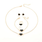 5 Piece Set Women Heart Jewelry High End Fashion Creativity Suitable Gift Giving Necklaces Bracelets Rings Earrings Set