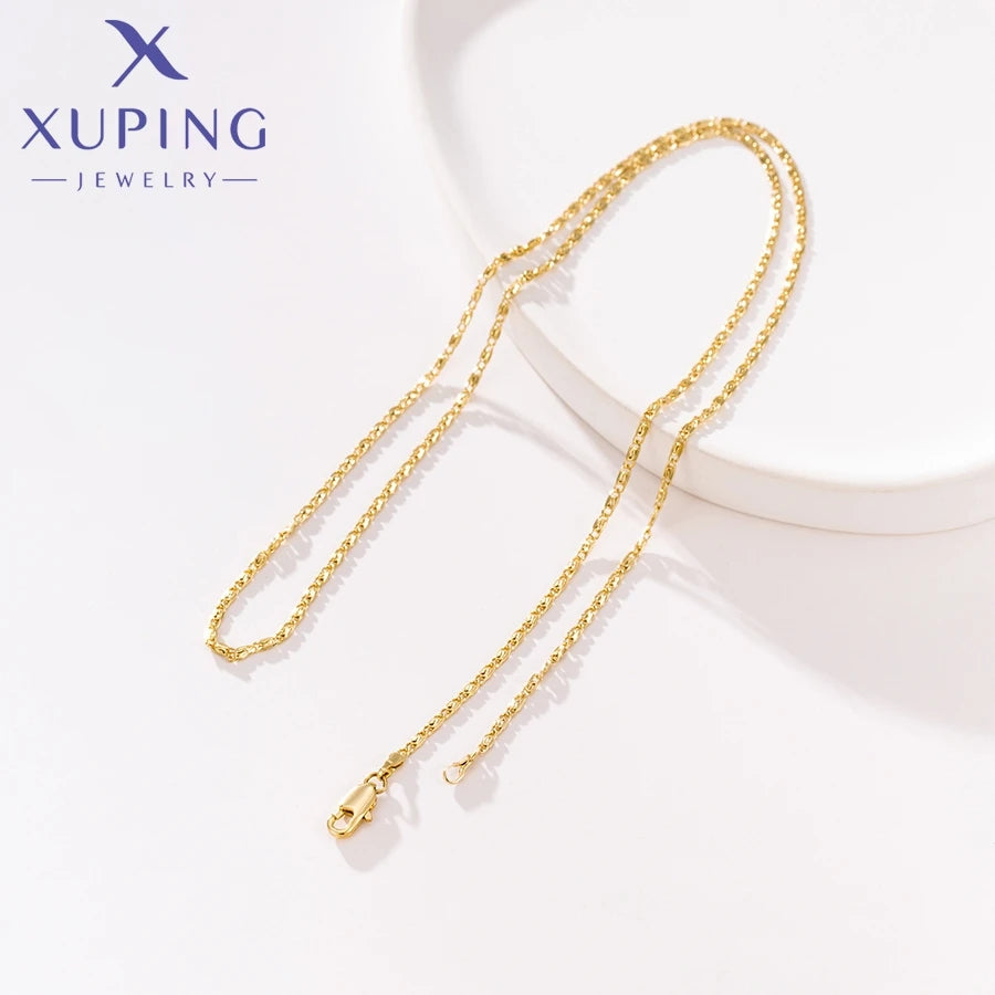 Xuping Jewelry Personality Light Gold Color Necklace for Woman Schoolgirl Birthday Christmas Party Wish Gifts X000978777