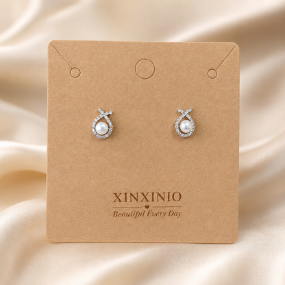 「XINXINIO」パール×ビジュー ドロップピアス 上品に輝く小さなアクセント 淡水パール 韓国風アクセサリー