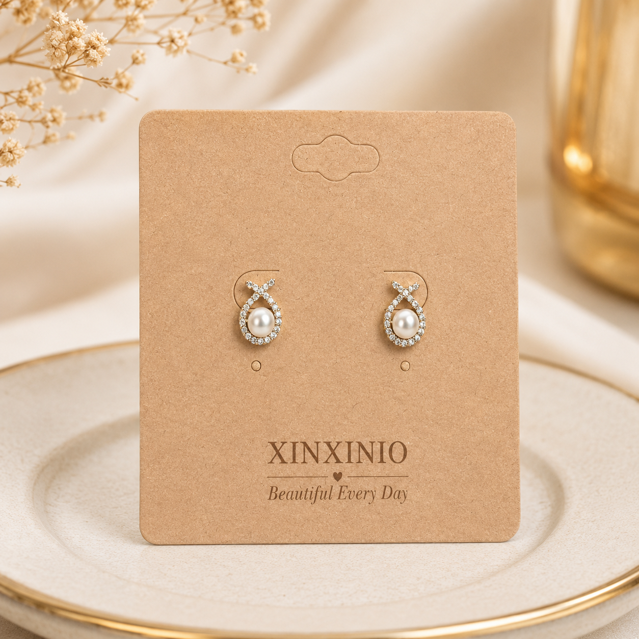 「XINXINIO」パール×ビジュー ドロップピアス 上品に輝く小さなアクセント 淡水パール 韓国風アクセサリー ゴールド