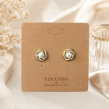 「XINXINIO」パール調フラワーピアス 上品 華やか ゴールドカラー レディース アクセサリー おしゃれ 耳飾り